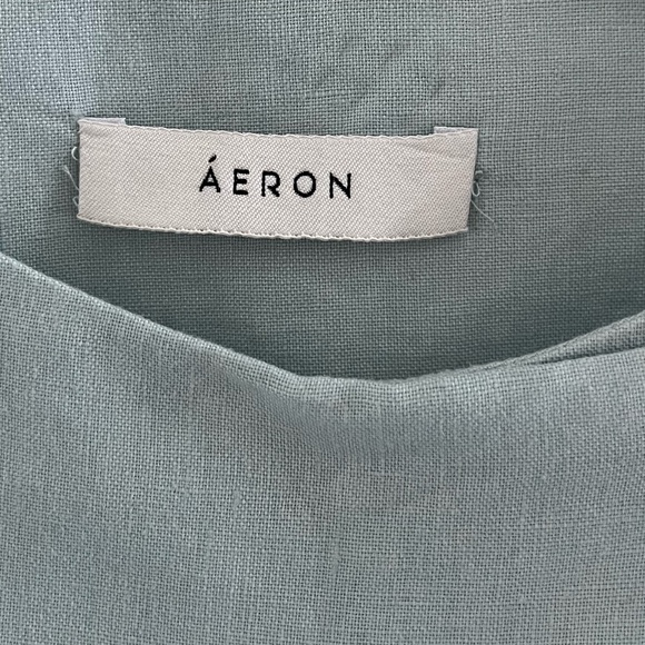 AERON | 100% Linen Relaxed Breathable Mini Dress in Light Sea Blue | Size 10 - Picture 5 of 8